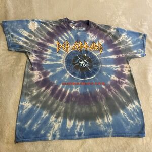 Def Leppard Shirt Men XL Tie‎ Dye Graphic Streetwear Crew Neck 2018 Workout Tee